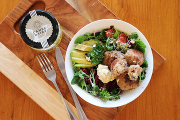 Moroccan Nourish Bowl with Persian Feta stuffed Turkey meatballs - Summer Land Camels