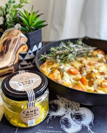 Potato, Salami and Camel Milk Feta Omelette - Summer Land Camels