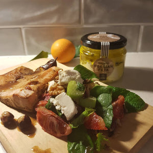 Salmon and Camel Milk Persian Feta and Blood Orange Salad - Summer Land Camels