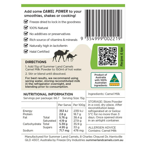 Special Edition Camel Milk Powder 1kg - Summer Land Camels